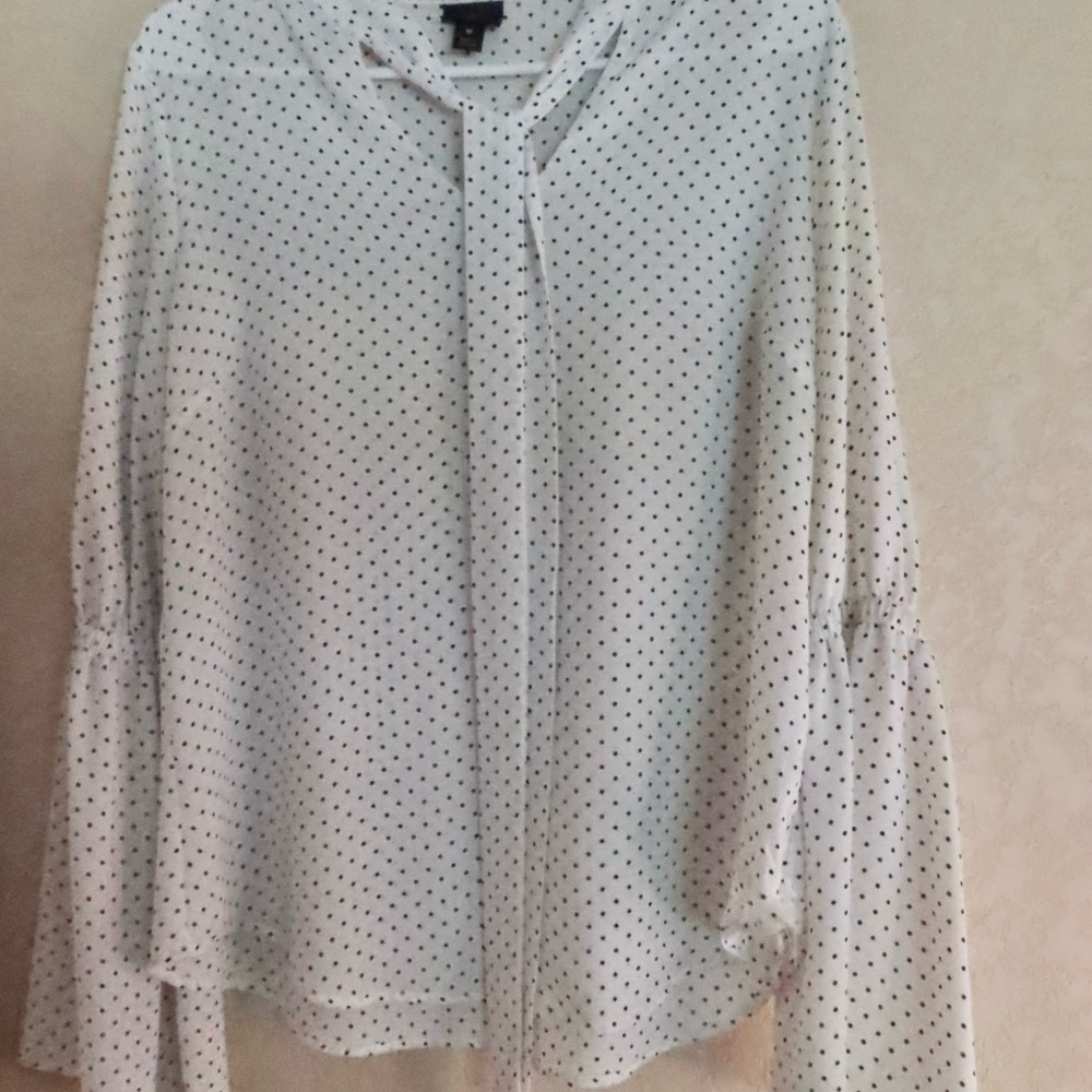 Worthington White and Black Polka Dot Blouse